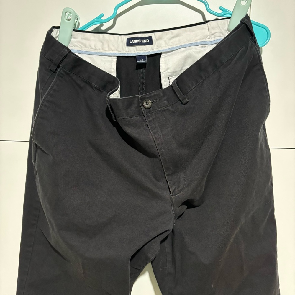 Lands' End Men's Black Pants 40 Traditional Fit Casual Business Office Grandpa